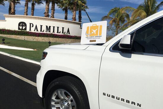 White Luxury SUV arriving to Palmilla | Cabo Airport Transportation