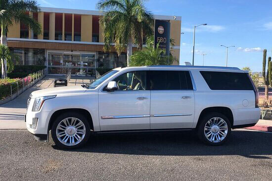 Silver Escalade Luxury SUV at FBO terminal | Cabo Airport Transportation